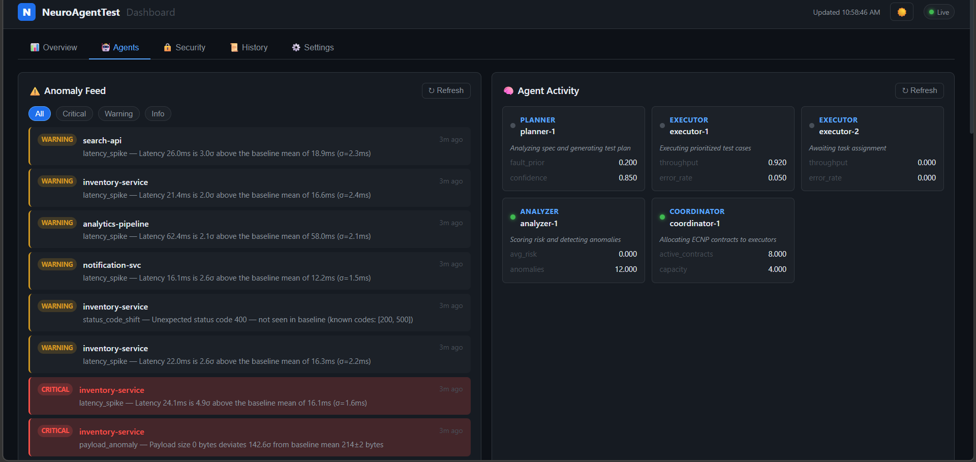 NAT Dashboard — Agent Activity
